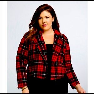 Torrid plus sz 0 Plaid Moto Jacket Cropped Fit